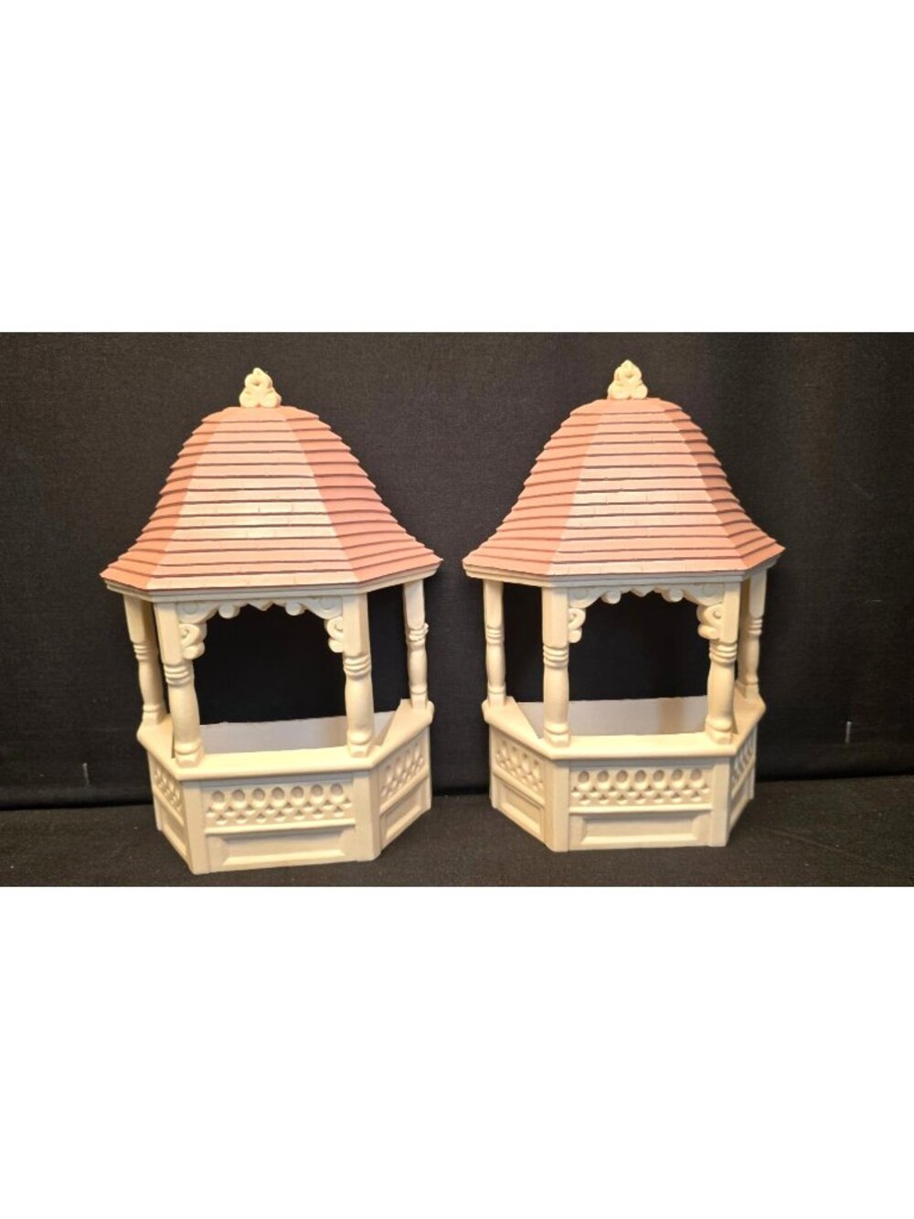 Vintage 1980s Burwood Gazebo Pink Roof Wall Pocket Set of 2 Cottage Core Decor